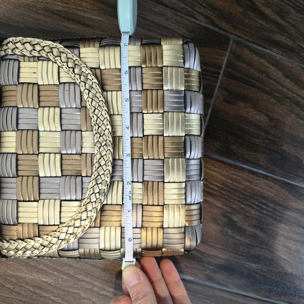Like New CEM Gem Tone Woven Crossbody Bag - Gold, Silver, Copper